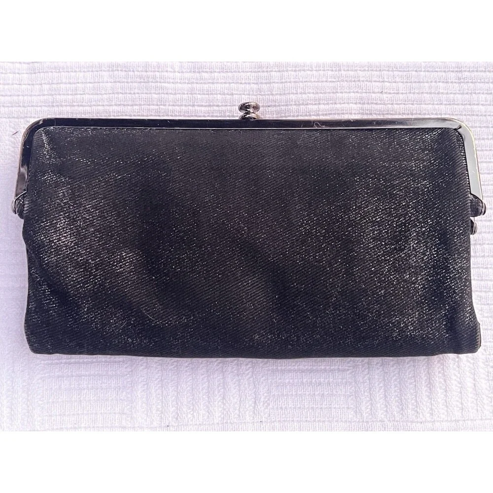 Mcbling 2000s Roxy Y2K Black Kiss Lock Wallet Clutch Tri Fold Patent Logo Emo